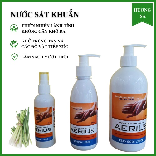 Nước rửa tay kháng khuẩn, xịt kháng khuẩn, dung dịch diệt khuẩn, rửa tay khô AERIUS  (chai 100ml - 250ml - 500ml))