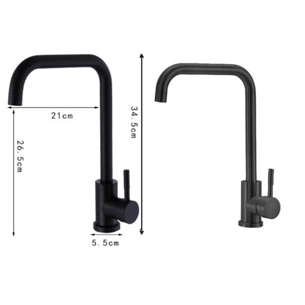 Vòi rửa bát  Inox 304 cao cấp - nóng lạnh, màu đen MS1A