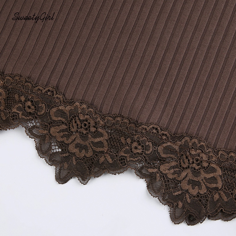 Áo Tank Top Hai Dây Cổ Chữ V Viền Ren Màu Trơn Thời Trang Đường Phố Cho Nữ