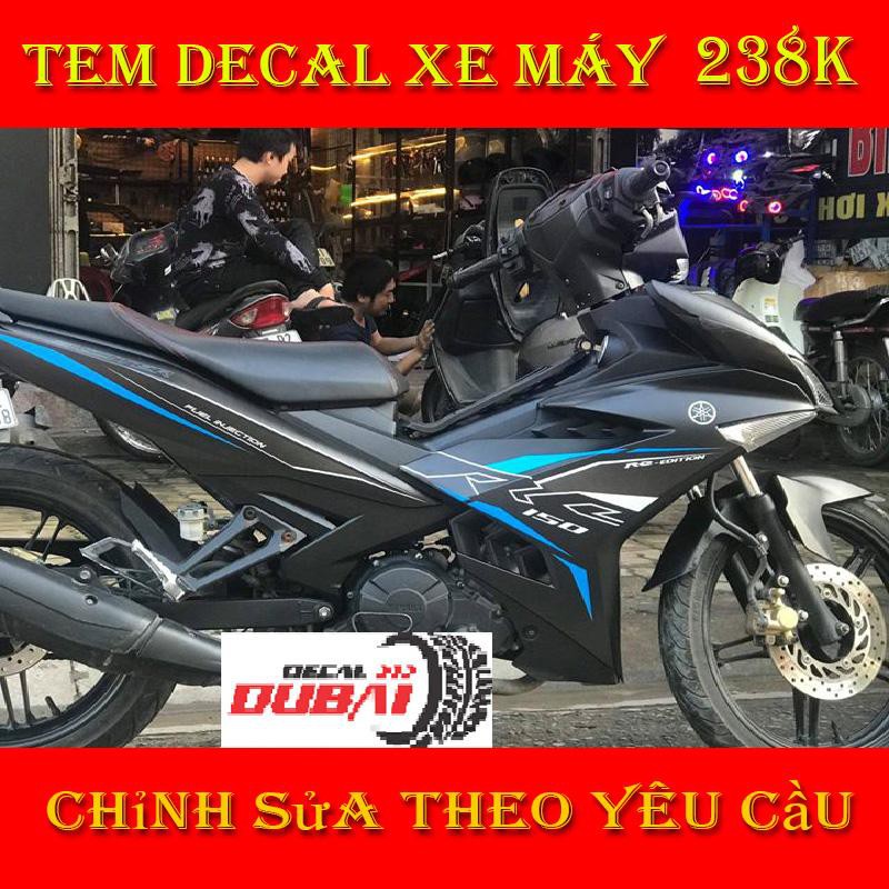 Tem Trùm Dán Xe Exciter 150 Đen Nhám Viền Xanh