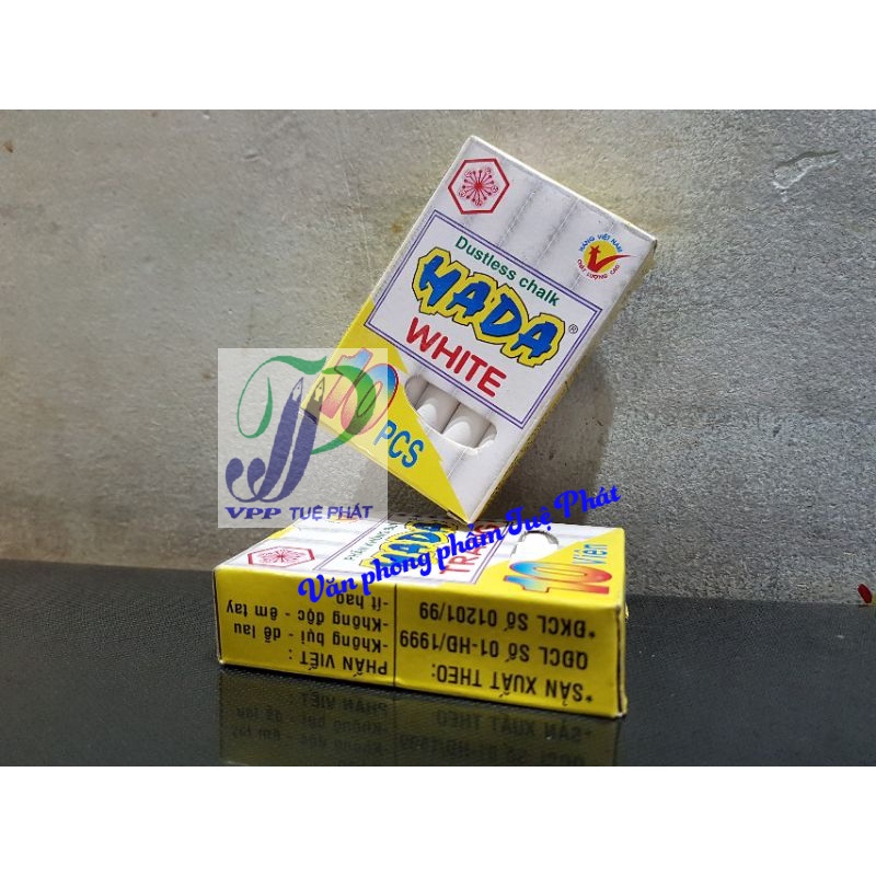 Hộp 10 viên phấn trắng không bụi Hada