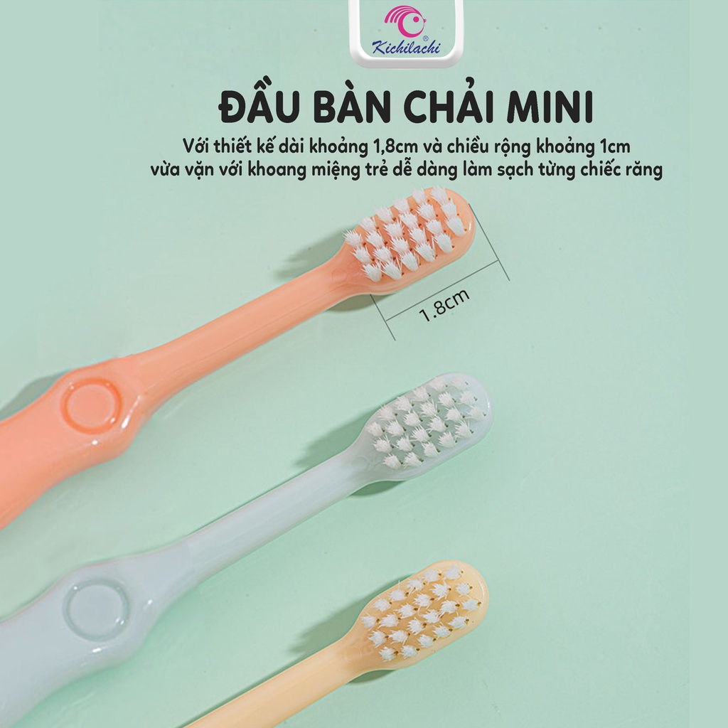 Set 3 bàn chải Kichi Kichilachi - bàn chải đánh răng an toàn tiện lợi tiết kiệm cho bé