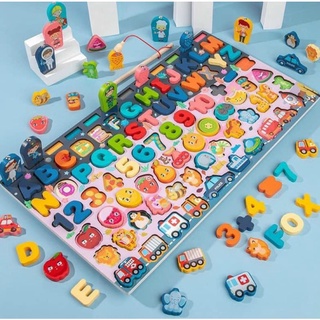 [ BỘ GHÉP CHỮ CÁI LOGIC KẾT HỢP ] Nổi và Thả vòng 10 cọc nhận biết cho bé