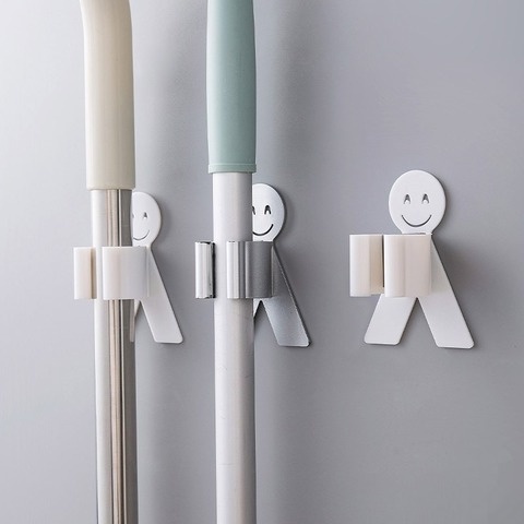 Móc treo cây lau nhà gắn tường bằng nhựa không để lại dấu vết tiện dụng