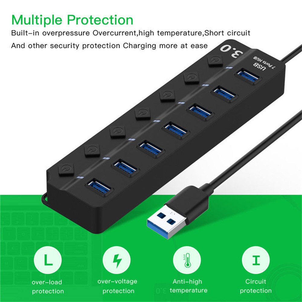 Bộ Chia 4 / 7 Cổng Usb 3.0 Tốc Độ Cao Chuyên Nghiệp