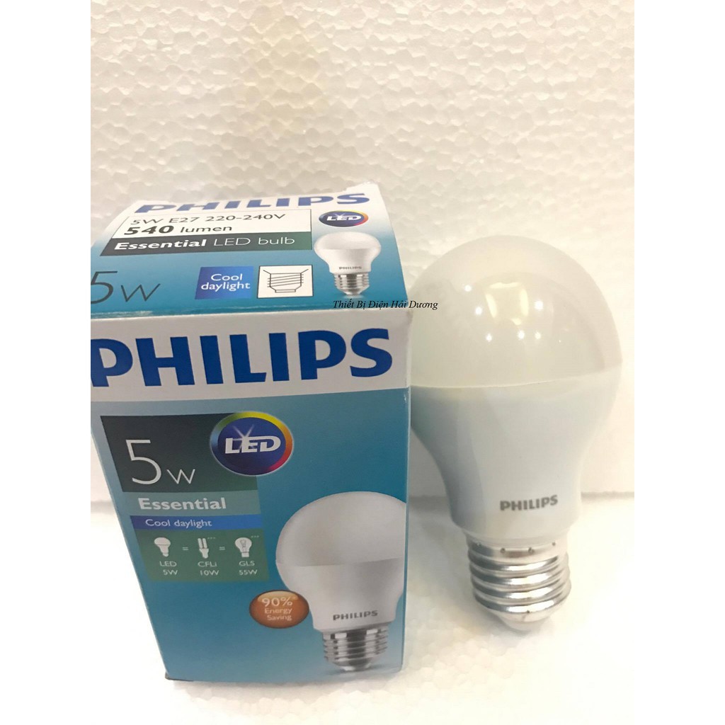 Bóng Đèn Ess LedBulb PHILIPS 5W E27 Ánh Sáng Trắng/Vàng Bảo Hành 2 Năm (1 Đổi 1)