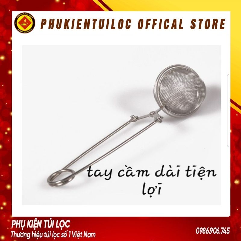 Kẹp Lọc Trà Inox 304- Thép không gỉ-Dụng Cụ Lọc Inox, Có Tay Cầm-LINOX4- Phukientuiloc