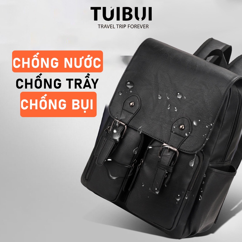 Balo da cao cấp nam nữ unisex thời trang đi học ngăn để laptop 14 inch phong cách Hàn Quốc