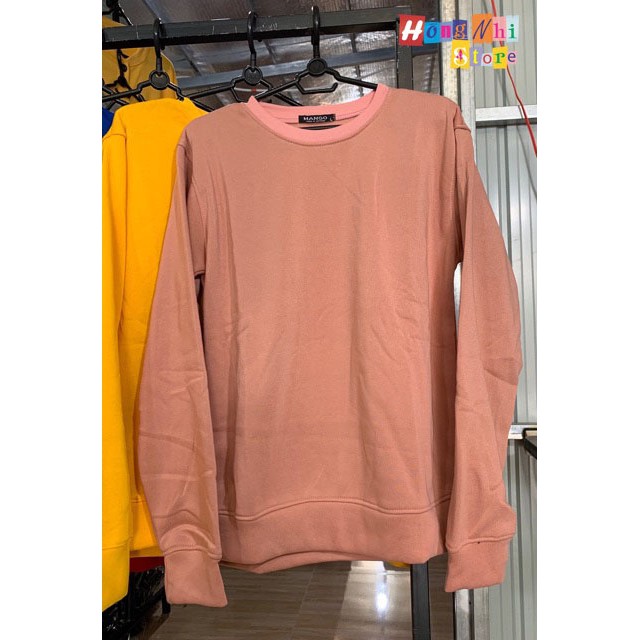 ÁO SWEATER TRƠN CHẤT NỈ LÓT BÔNG MÀU HỒNG RUỐC - SWEATER UNISEX - MM