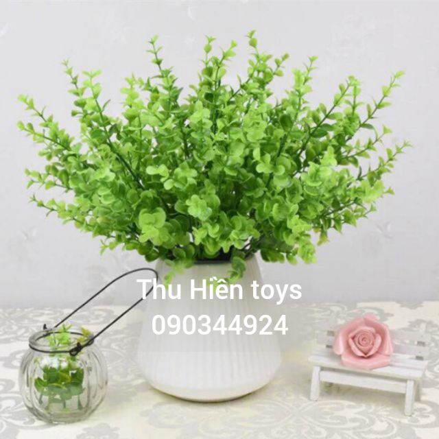 Lá Giả - Lá Nhựa Nhỏ Đẹp Xanh Mướt 5 Nhánh Cao 30cm