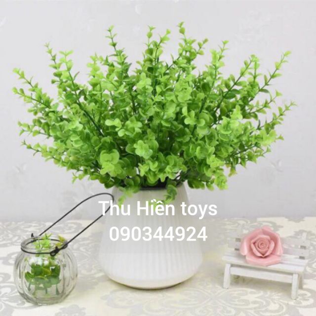 Lá Giả - Lá Nhựa Nhỏ Đẹp Xanh Mướt 5 Nhánh Cao 30cm