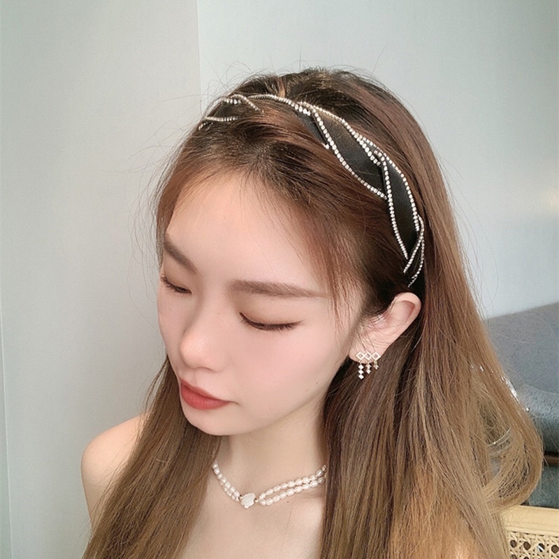 Băng đô tóc xoắn đính đá Hàn quốc