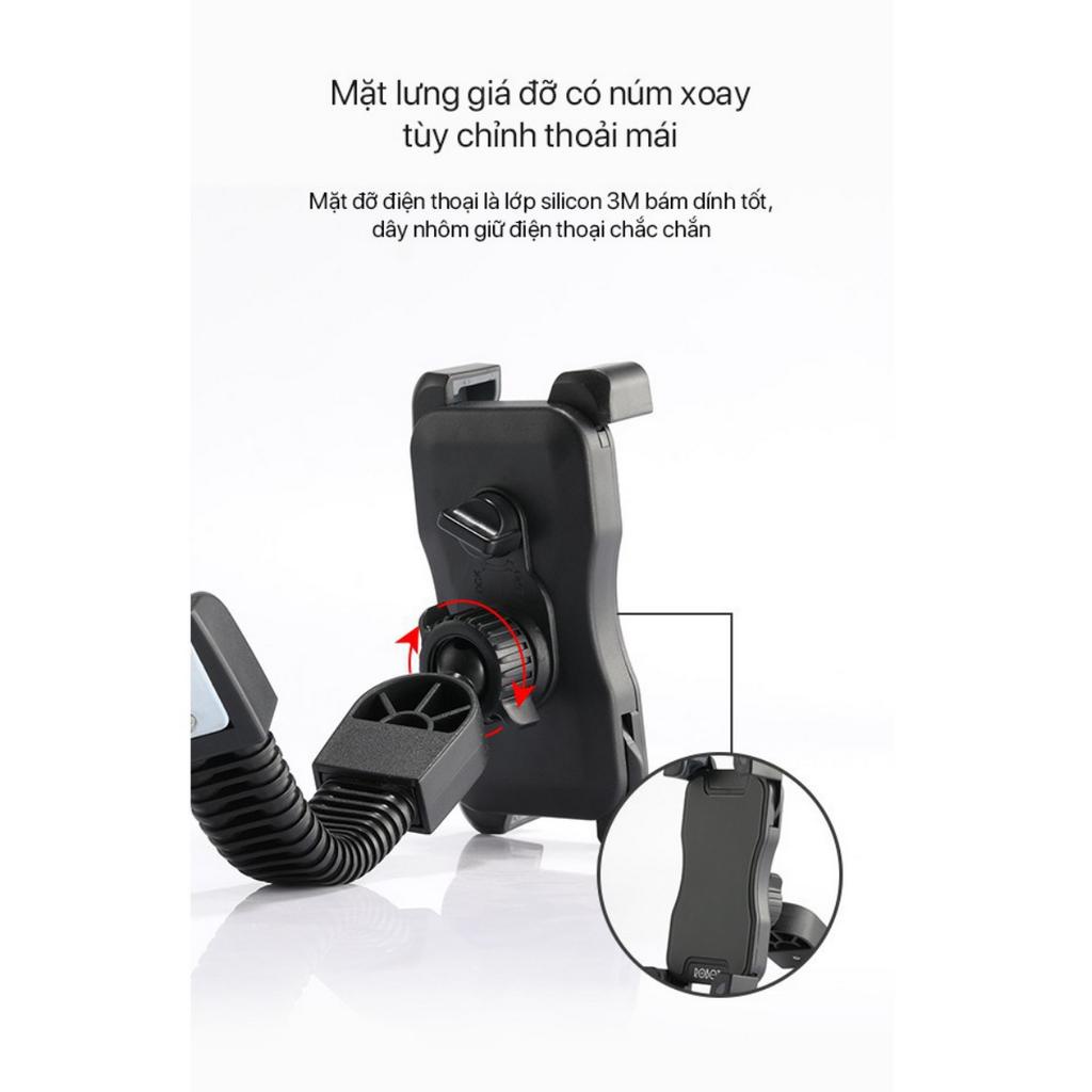 Giá Đỡ Điện Thoại Xe Máy ROBOT MH02 4 Góc Kẹp Chắc Chắn An Toàn Chống Trơn Trượt Chắc Chắn, Màn Hình 4-5.5inch