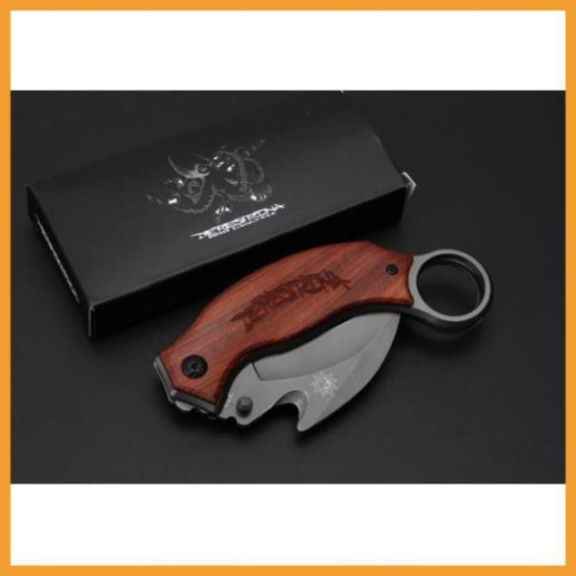 [FreeShip – hàng Auth]  Dao Phượt Gấp Cao Cấp Chính Hãng Karambit X52 Báng Gỗ - Dao Phượt Đa Năng Giá Rẻ Quân Đội