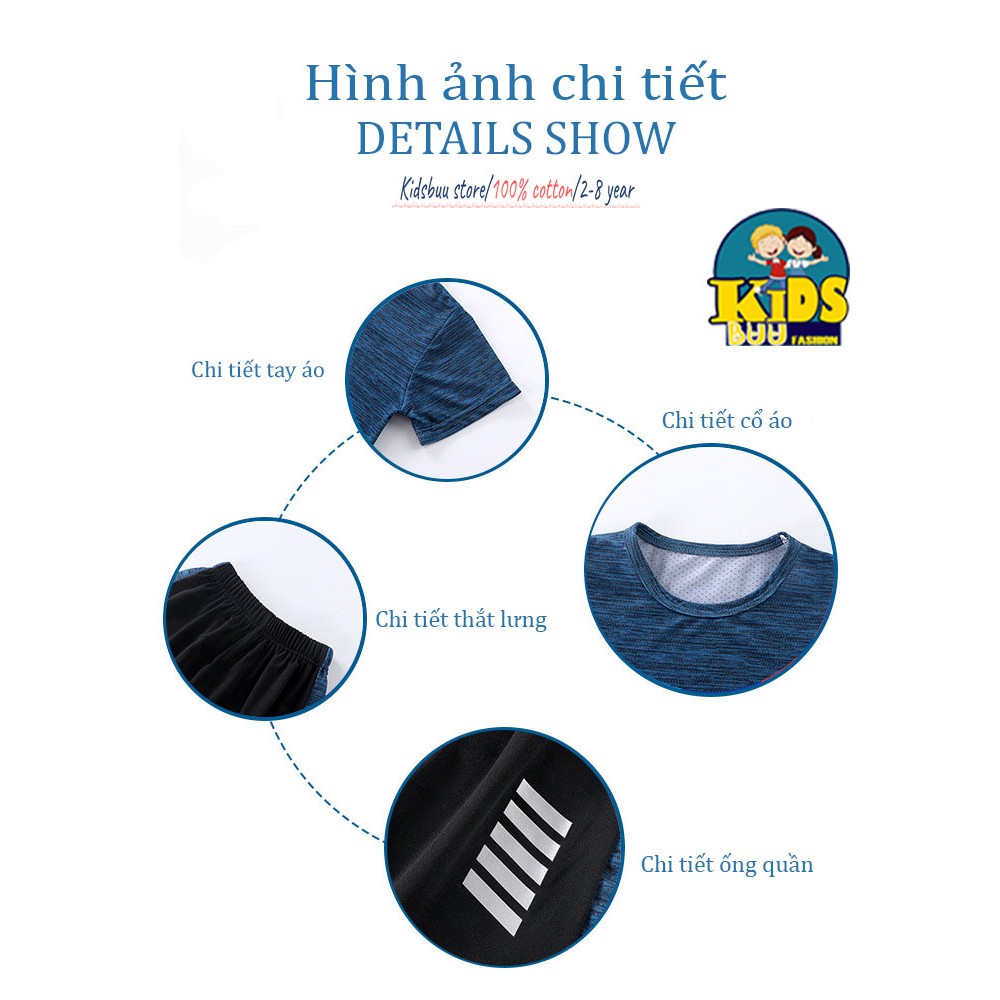 Set đồ bộ thể thao cộc tay cho bé trai và gái 11-36 kg thoáng mát, thấm hút,đẹp