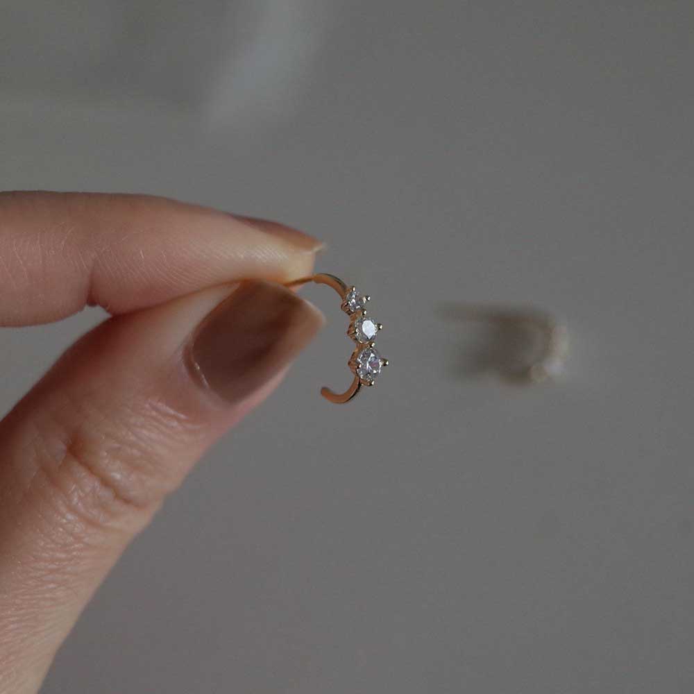 Bông Tai Mạ Vàng / Bạc 925 Đính Đá Zircon Đơn Giản Thanh Lịch Thời Trang Dành Cho Nữ