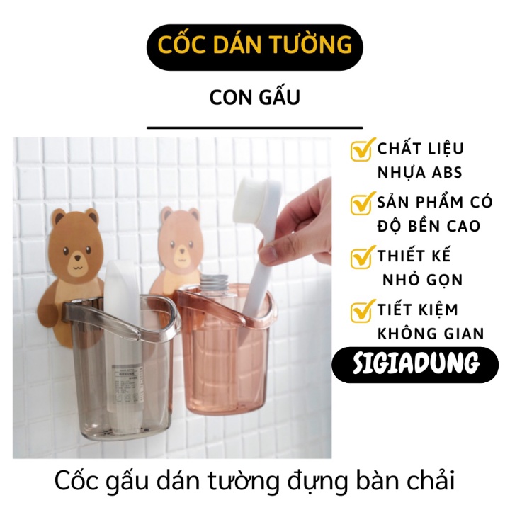 [SGD] Cốc Gấu Dán Tường Đựng Bàn Chải - Giá Đỡ Bàn Chải Và Kem Đánh Răng Đáng Yêu 9746