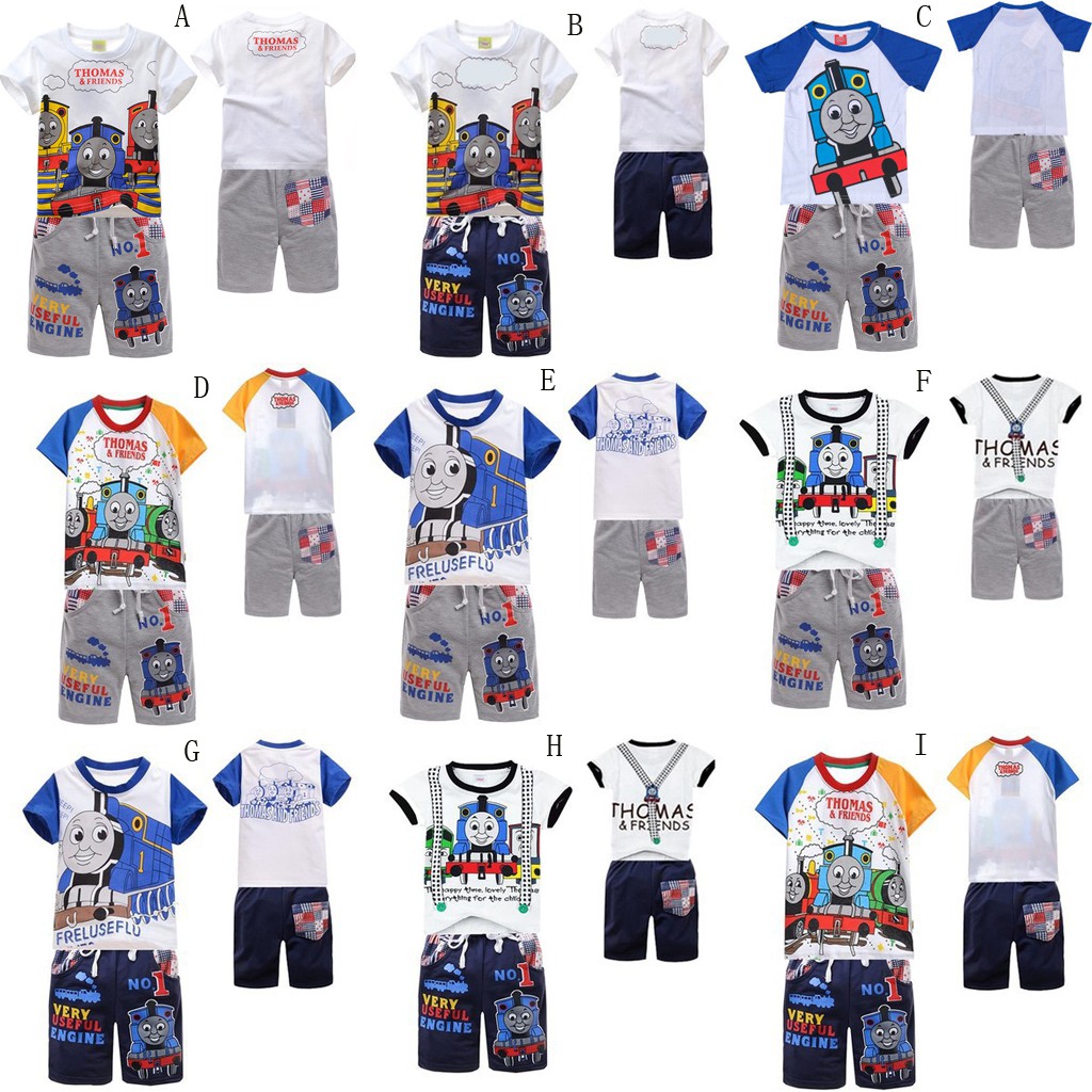 Áo thun ngắn tay và quần short in hình Thomas dễ thương cho bé trai