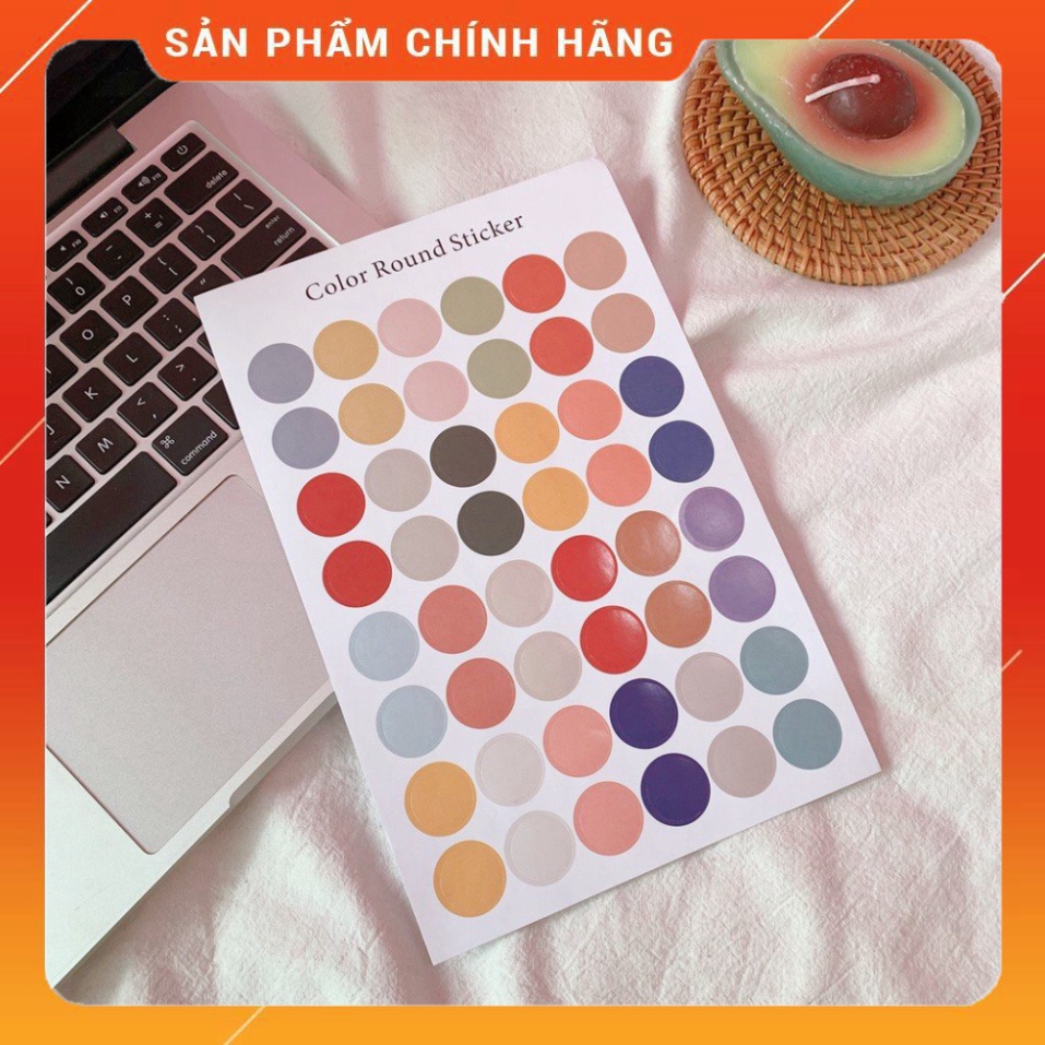 Miếng dán sticker tròn trang trí nhiều màu sắc kích thước 16*25cm 48 miếng