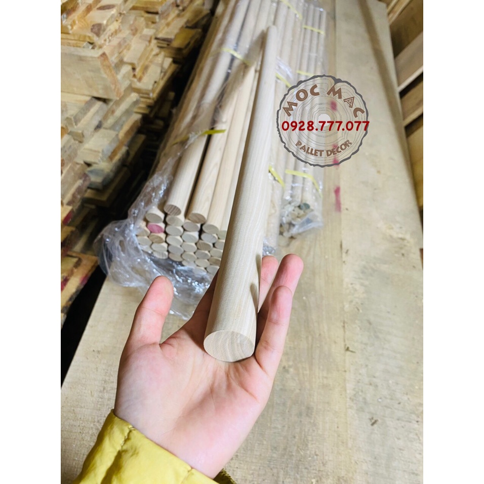 Thanh gỗ chuốt tròn sồi phi 25, 30 mm