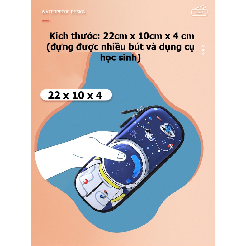 Hộp Bút Họa Tiết In Nổi 3D Sinh Động, Siêu Nhẹ, Chống Thấm Nước, dành cho bé trai và bé gái - NKHB03