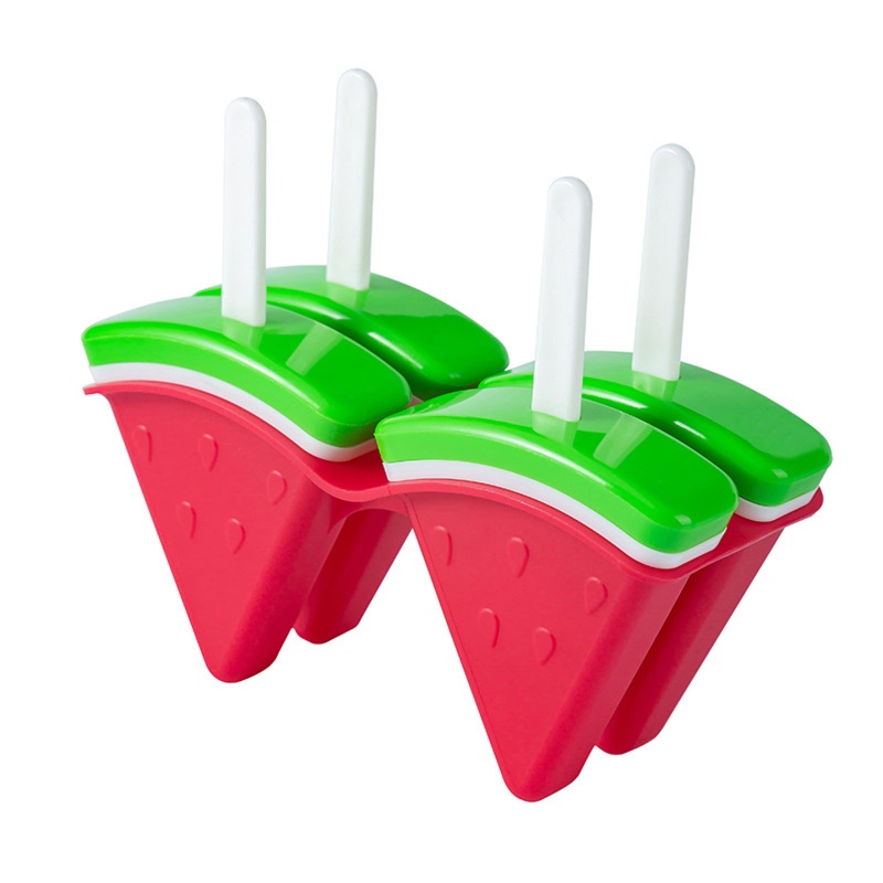 Khuôn Silicone Làm Kem 4 Ngăn Tạo Hình Dưa Hấu Độc Đáo Tiện Dụng
