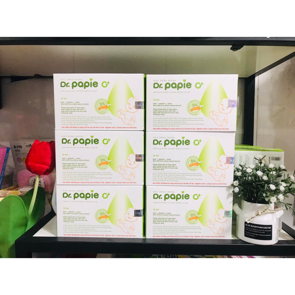 Tưa lưỡi Dr.papie 0+ 30 gói gạc răng miệng
