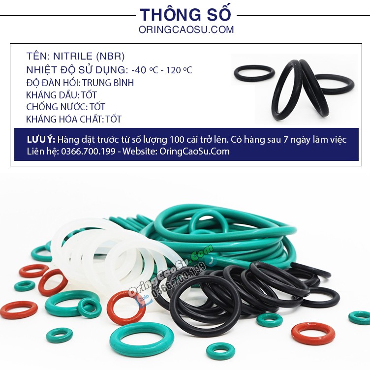 Hộp Gioăng Cao Su đỏ silicon VMQ oring 225 cái 15 kích cỡ