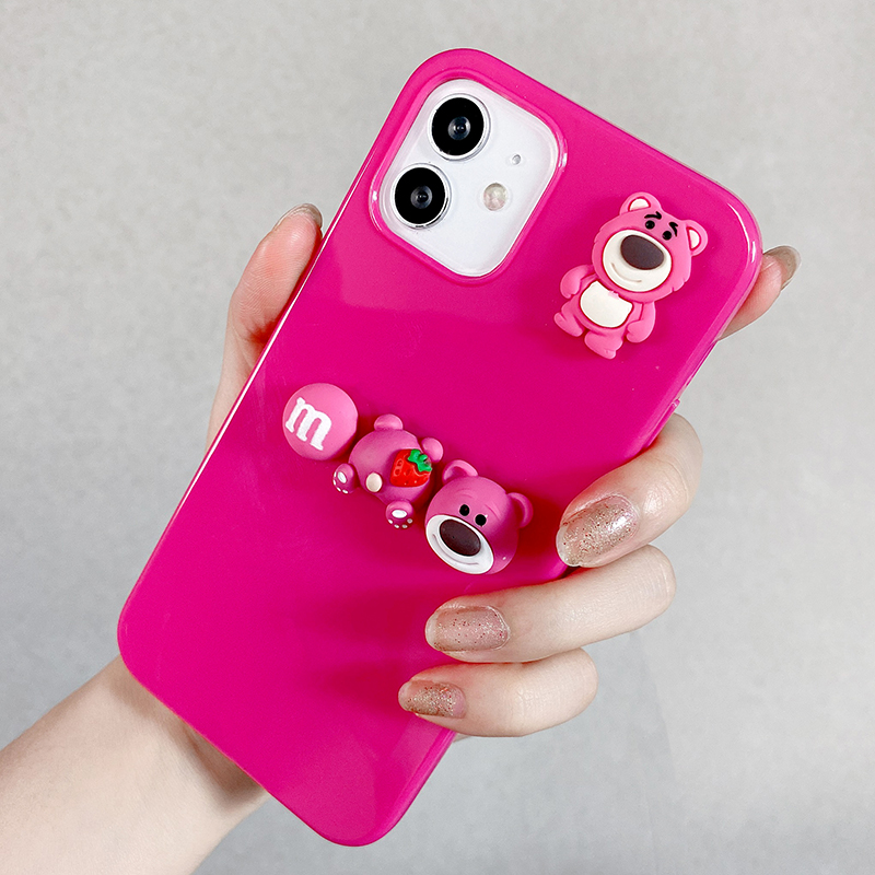 Ốp điện thoại hình trái dâu chú gấu 3D cho iPhone 12 Pro Max 12Pro 12 Mini SE2020 11ProMax 11Pro 11 iX XR XS Max 7 8+ | BigBuy360 - bigbuy360.vn