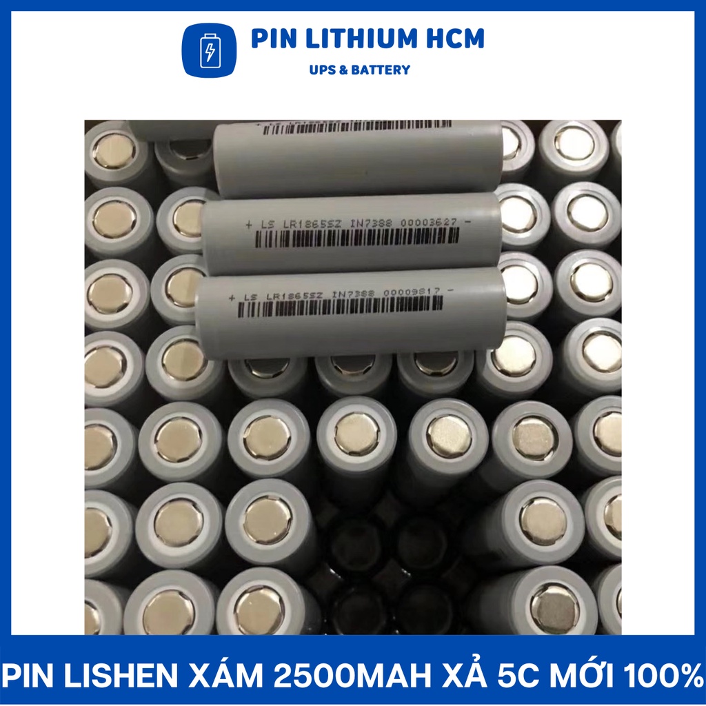 Pin 18650, pin lishen xám 2500mah xả 5C mới 100%