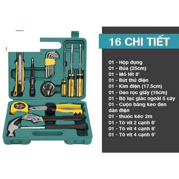 Bộ Dụng Cụ Sửa Chữa Đa Năng 16 Món - Gia Dụng SAPOO