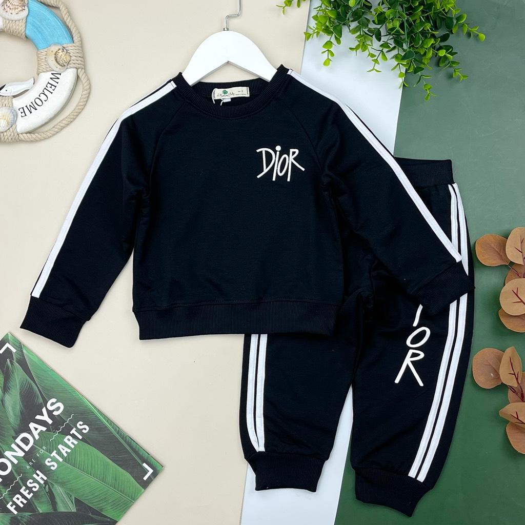 Bộ nỉ da cá LITIBABY, thêu chữ Dir, size nhí 2/8 tuổi. Mã BDIORN