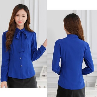 Áo sơ mi công sở cột nơ phối nút TAT076A