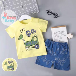 Bộ đồ mặc nhà xuất Hàn cho bé từ 6 tháng đến 6 tuổi hình máy xe xúc - NG39