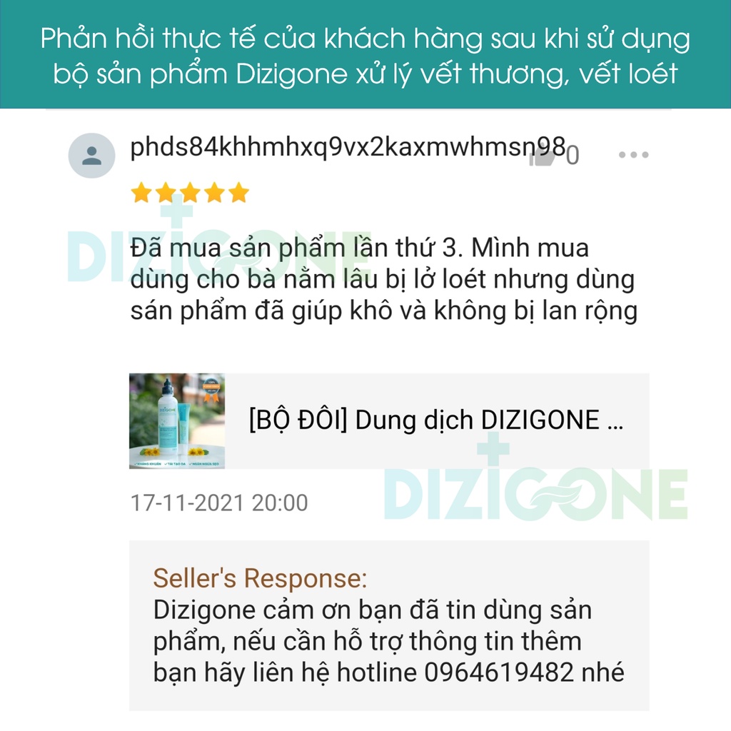 Dung dịch kháng khuẩn DIZIGONE 300ml & Kem DIZIGONE Nano Bạc 25g: Lành thương nhanh, tái tạo da, ngăn ngừa sẹo