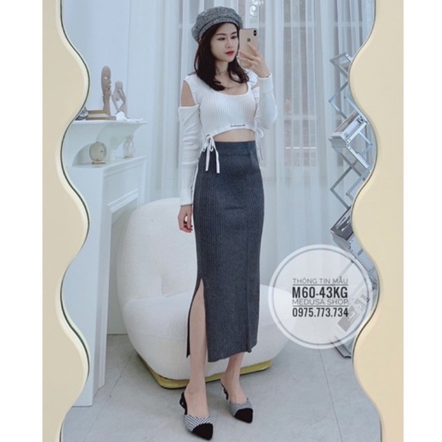 CHÂN VÁY LEN DÀI XẺ SAU CHẤT ĐẸP CÓ SẴN