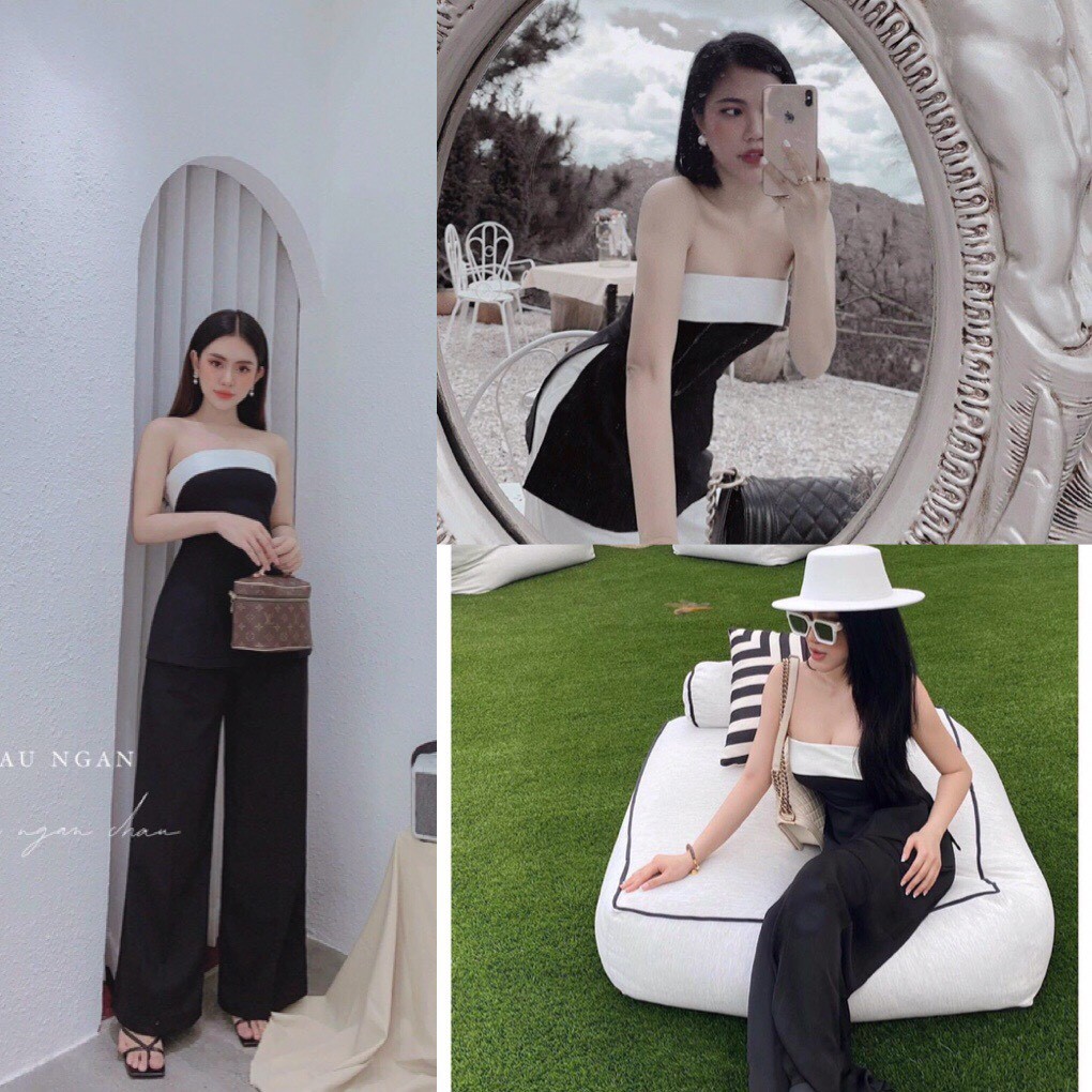 Set bộ áo cúp ngực quần suông + ảnh thật trãi sàn