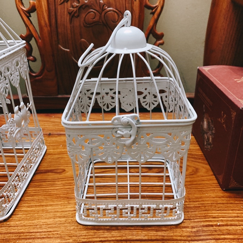 Lồng chim hình lục giác và hình vuông bộ 2 chiếc trang trí