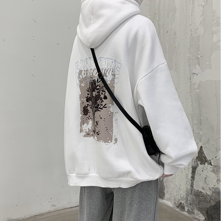 Áo Hoodie Dài Tay Dáng Rộng In Chữ Đơn Giản Thời Trang Hàn Quốc Dành Cho Nam Unisex Bigsize Hoodie