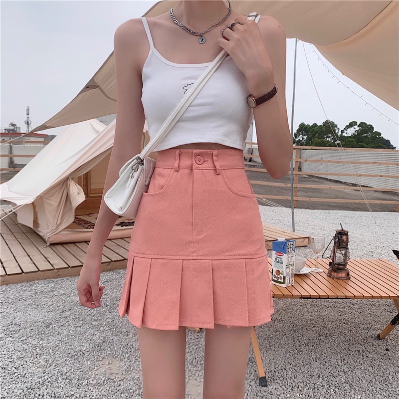 Chân Váy Chữ A Xếp Ly Phong Cách Retro Hàn Quốc 2 Màu Lựa Chọn | BigBuy360 - bigbuy360.vn