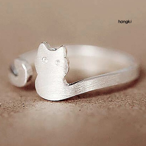 Nhẫn Hở Mạ Bạc Hình Mèo Hoạt Hình Thời Trang Dành Cho Nữ