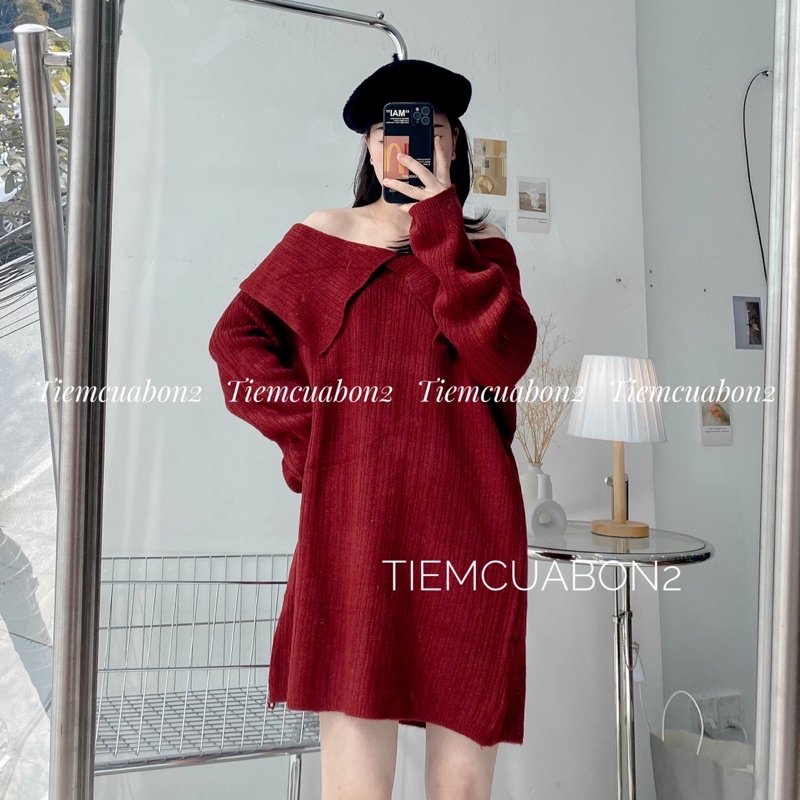 Váy len xuông cổ bèo mặc noel mặc tết xinh | BigBuy360 - bigbuy360.vn