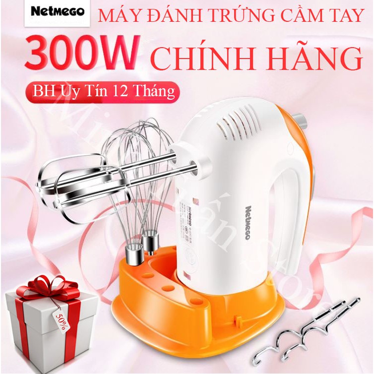 ✔️  Sale Máy đánh trứng cầm tay Netmego 300W , dụng cụ làm bánh, máy đánh trứng máy nhào bột