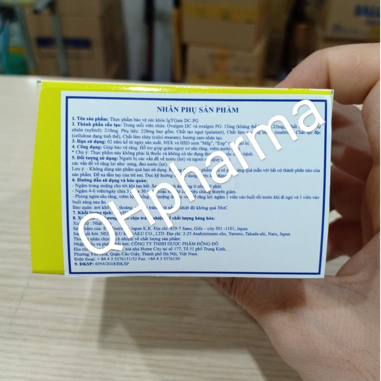 Viên ngậm IgYGate DC-PG hộp 60 viên chống sâu răng cho bà bầu và trẻ nhỏ