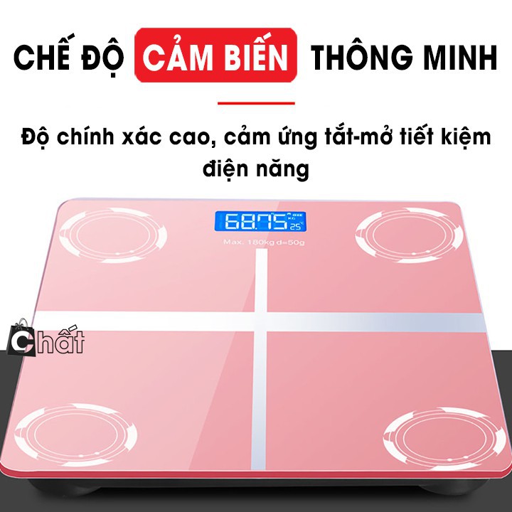 Cân sức khoẻ tải trọng 180kg 𝐅𝐑𝐄𝐄𝐒𝐇𝐈𝐏 cân điện tử mini mặt kính cường lực, độ chính xác cao