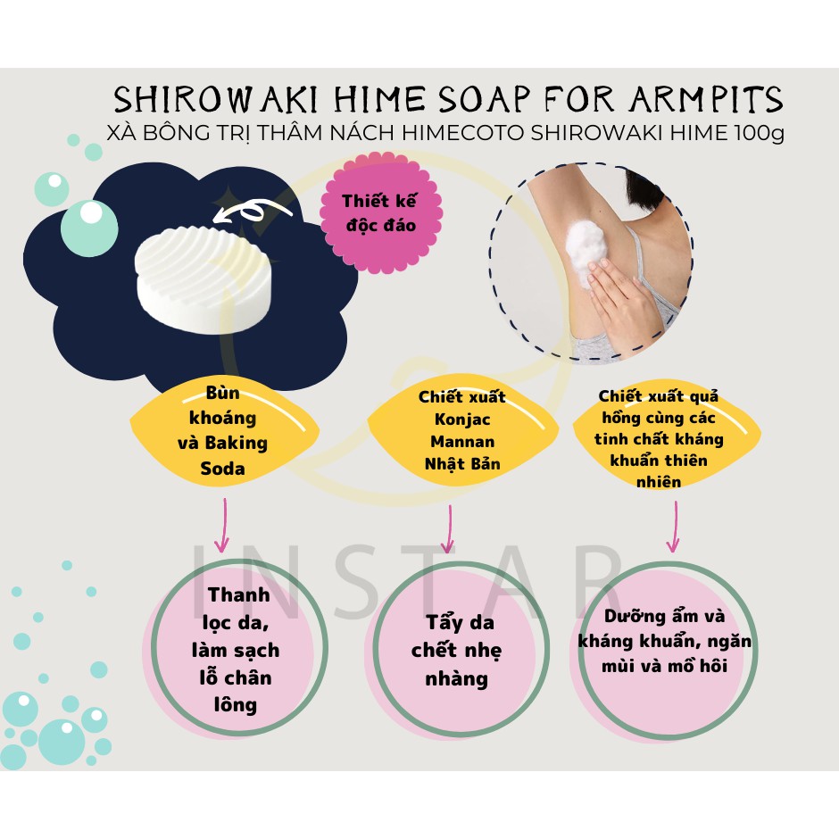 XÀ PHÒNG GIẢM THÂM NÁCH, GIẢM MÙI HÔI NHẬT BẢN - SHIROWAKI HIME SOAP FOR ARMPIT