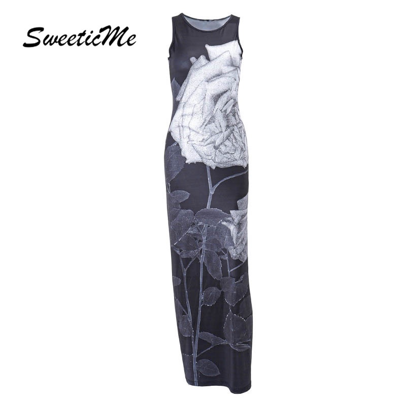 Đầm Cổ Tròn Không Tay Dáng Ôm In Họa Tiết Thời Trang   Gợi Cảm Cho Bạn Gái