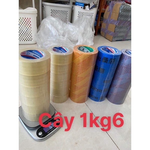 Băng keo đống hàng 1,6kg/6 cuộn trong , cây 1k7/5 cuộn màu , siêu tiết kiệm