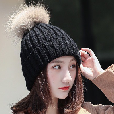 Lk LK❈Mũ Len Beanie Nữ Đính Quả Bông