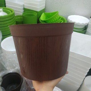 Chậu Nhựa Vân Gỗ Trồng Cây, Rau, Hoa Size 25x20cm